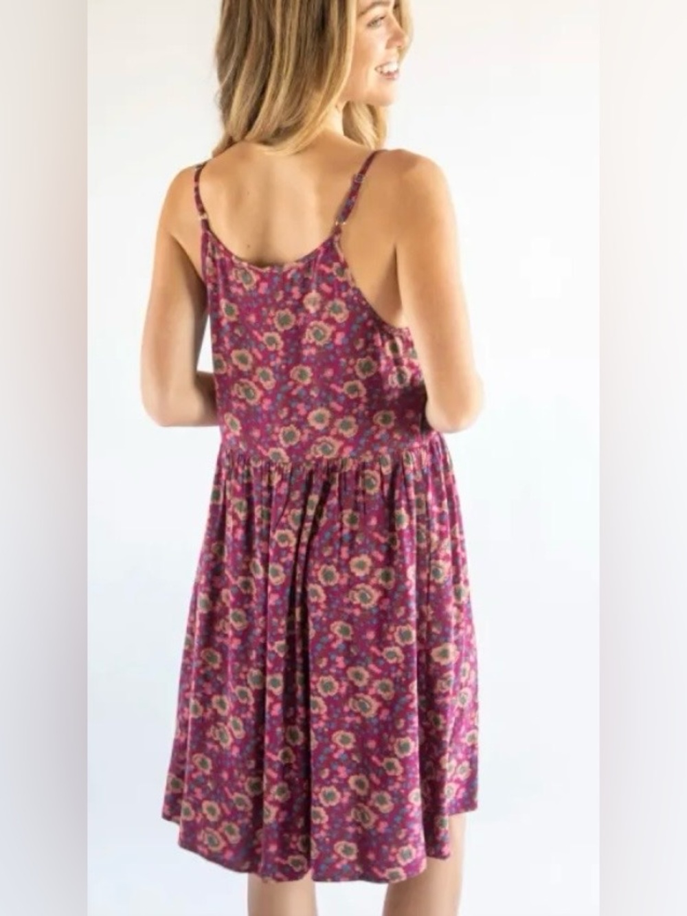 NATURAL LIFE Sara Embroidered Mini Dress, Cranberry, Size Medium - Picture 3 of 12